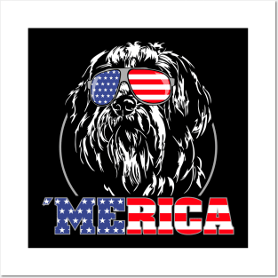 Proud Bearded Collie American Flag Merica gift Posters and Art